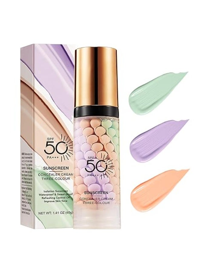 SADOER 3 In 1Primer for Face Before Makeup,Sunscreen Isolation Cream, SPF 50, One Step Color Corrector Face Primer, Blurs Imperfections Oil Control & Moisturizing Skin Tone Correcting,Radiance Skin - Image 1