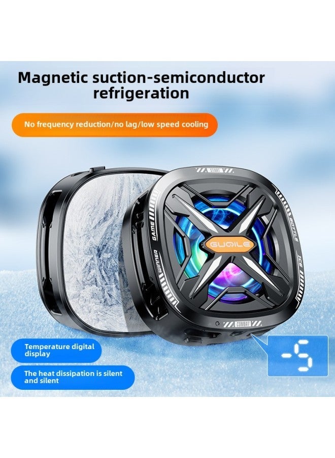 2024 FS05 Mobile Phone Radiator Two-in-one Magnetic Back Clip Semiconductor Digital Display Gear Cooling-Color:[FS05 Black]  - Image 2