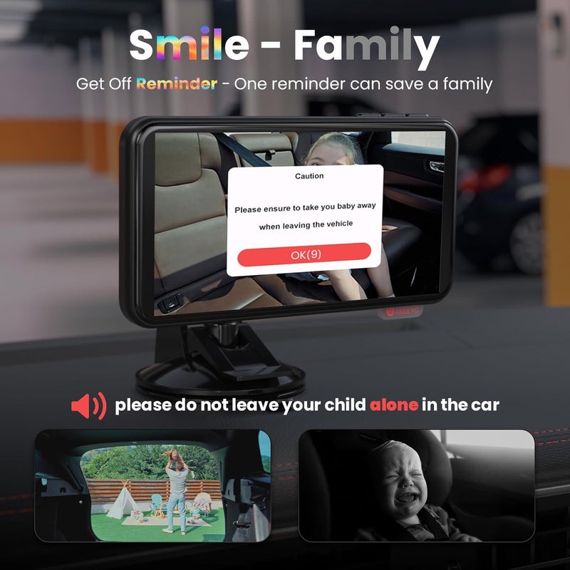 AKEEYO كاميرا سيارة للأطفال مع تذكير بالخروج55 شاشة لمس IPS مرآة سيارة مع 1080P مواجهة للخلف تنبه لإزالة الطفل أو الحيوان الأليف 4x زوم تحكم صوتي مضاد للسرقة واي فاي تطبيق متوافق مع جميع المركبات AKEEYO BMCX - Image 2