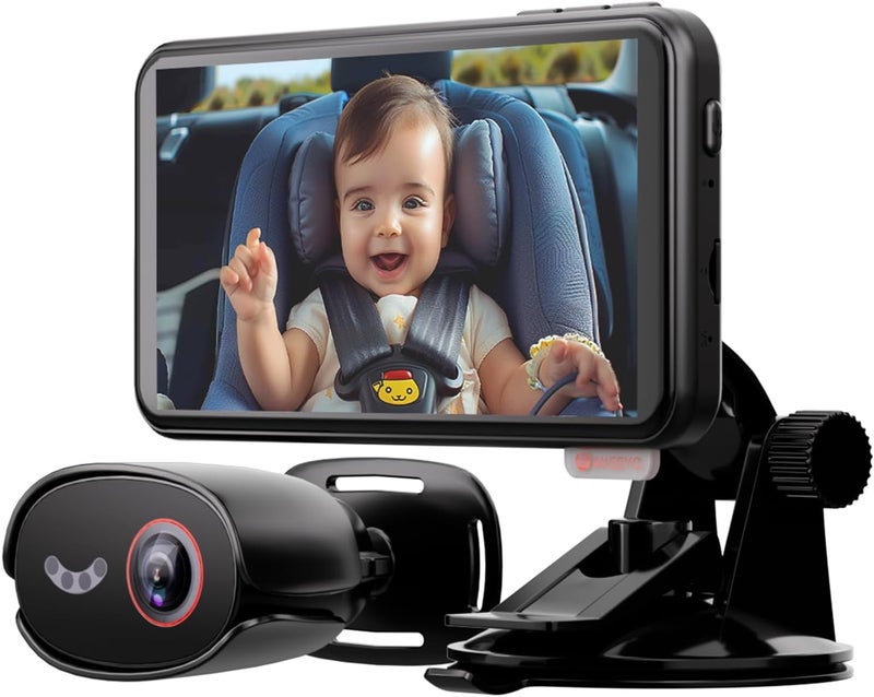 AKEEYO كاميرا سيارة للأطفال مع تذكير بالخروج55 شاشة لمس IPS مرآة سيارة مع 1080P مواجهة للخلف تنبه لإزالة الطفل أو الحيوان الأليف 4x زوم تحكم صوتي مضاد للسرقة واي فاي تطبيق متوافق مع جميع المركبات AKEEYO BMCX - Image 1