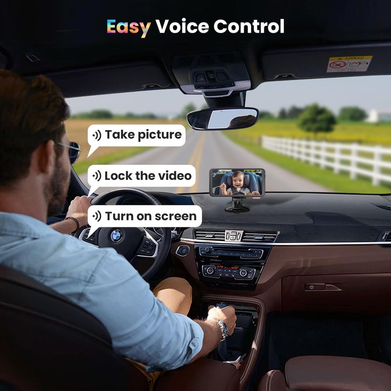 AKEEYO كاميرا سيارة للأطفال مع تذكير بالخروج55 شاشة لمس IPS مرآة سيارة مع 1080P مواجهة للخلف تنبه لإزالة الطفل أو الحيوان الأليف 4x زوم تحكم صوتي مضاد للسرقة واي فاي تطبيق متوافق مع جميع المركبات AKEEYO BMCX - Image 3