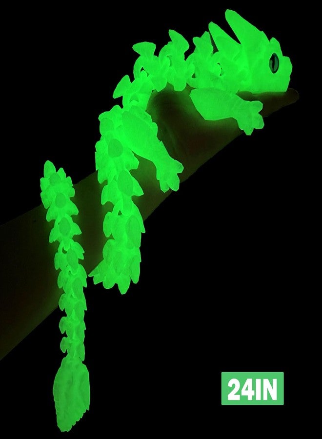 YVBBHE 24in Medium 3D Printed Glow in The Dark Articulated Dragons Toy with Eyes, Stress Relief 3D Printed Toys for Anxiety & ADHD,Unique Mystery Crystal Fidget Animal for Home Office Decor （Luminous Green） - Image 4
