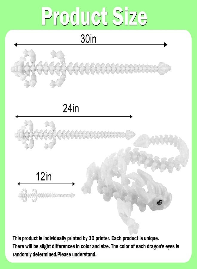 YVBBHE 24in Medium 3D Printed Glow in The Dark Articulated Dragons Toy with Eyes, Stress Relief 3D Printed Toys for Anxiety & ADHD,Unique Mystery Crystal Fidget Animal for Home Office Decor （Luminous Green） - Image 2