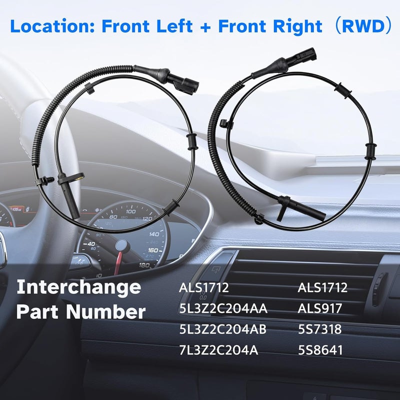 Ruizure Front ABS Wheel Speed Sensor Set for 2005-2008 Ford F-150 & Lincoln Mark LT - 2pcs - Image 3
