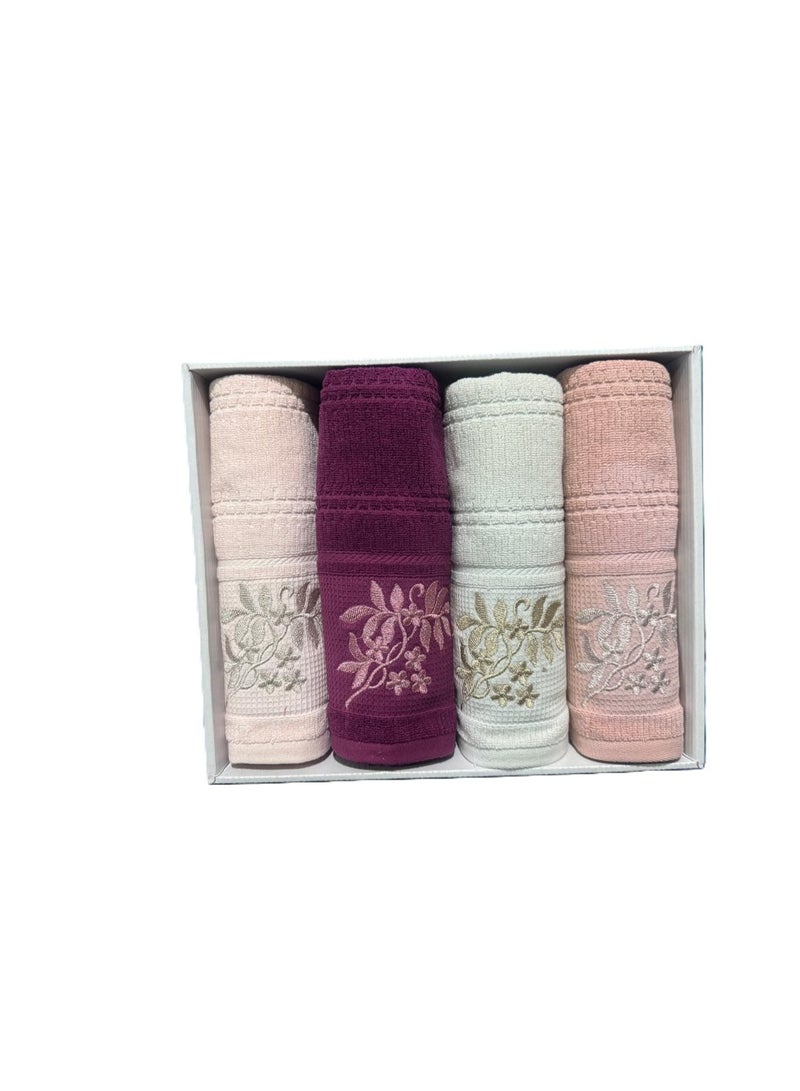 A set of 4 bathroom or hand towels made of 100% Egyptian cotton, size 50x115 cm, available in multiple colors.  - Image 1