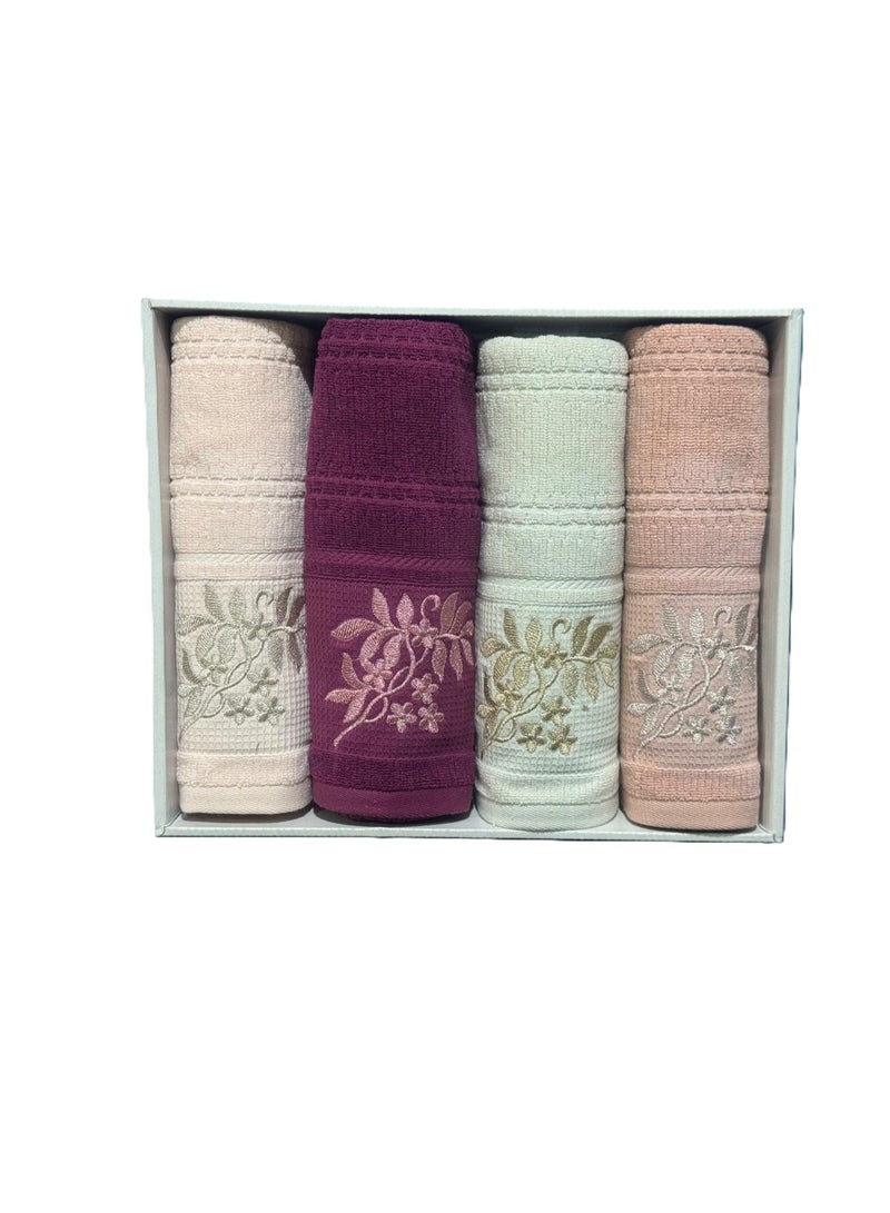 A set of 4 bathroom or hand towels made of 100% Egyptian cotton, size 50x115 cm, available in multiple colors.  - Image 3