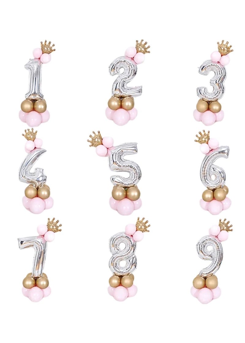 ALCR Birthday Number Balloons with Helium Crown and Latex Balloons for Kids Birthday Party, Anniversary, Photoshoots, or any Celebration to Make it a Special Occasion - 40inch (1m) (Silver - 30) - Image 1