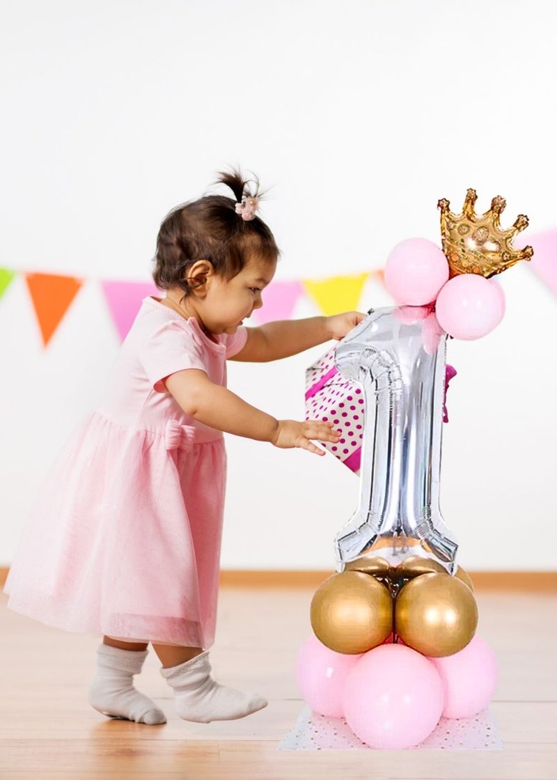 ALCR Birthday Number Balloons with Helium Crown and Latex Balloons for Kids Birthday Party, Anniversary, Photoshoots, or any Celebration to Make it a Special Occasion - 40inch (1m) (Silver - 30) - Image 5