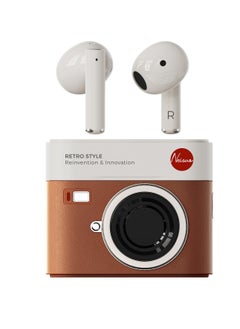 Excefore Wireless Earbuds, IPX4 Waterproof HiFi Stereo Bass Bluetooth Headphones, V5.3 Wireless Earphones, Noise- Canceling in-Ear Earphone with Microphone and Charging Box  for iPhone and Android, Brown  - Image 1