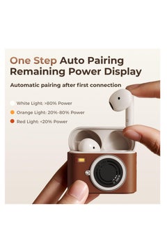 Excefore Wireless Earbuds, IPX4 Waterproof HiFi Stereo Bass Bluetooth Headphones, V5.3 Wireless Earphones, Noise- Canceling in-Ear Earphone with Microphone and Charging Box  for iPhone and Android, Brown  - Image 2