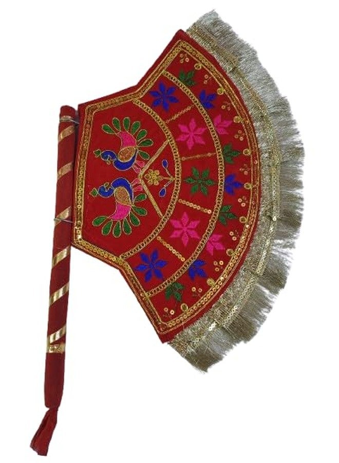 DIGSMORDEN Decorative Handmade Fan for Weddings, Festivals & Special Occasions | Traditional Indian Hand Fan (Shadi ka Pankha/Vinjano/Pankhi) | Perfect Return Gift Red, (Pack of 1) - Image 1