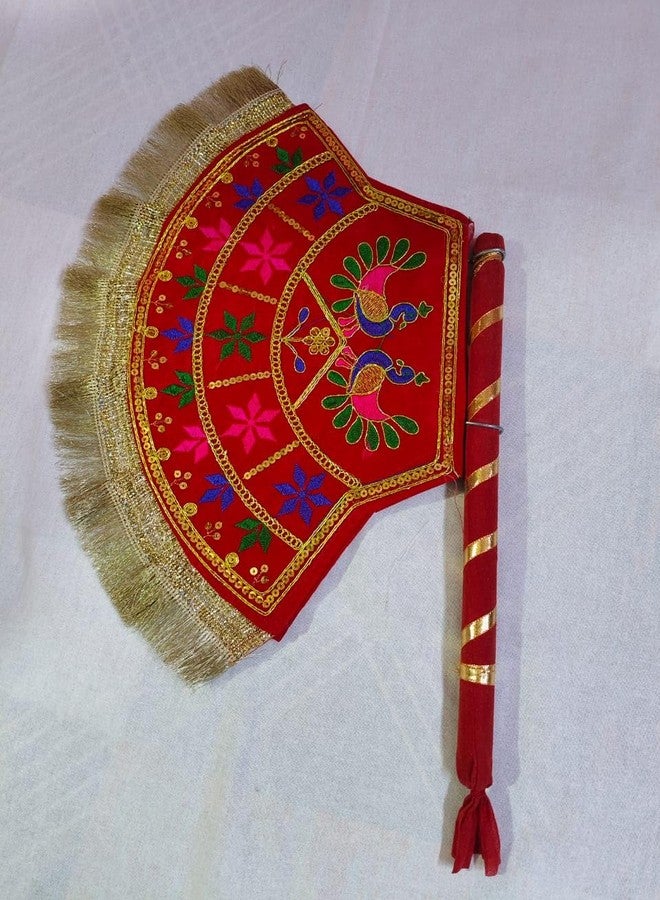 DIGSMORDEN Decorative Handmade Fan for Weddings, Festivals & Special Occasions | Traditional Indian Hand Fan (Shadi ka Pankha/Vinjano/Pankhi) | Perfect Return Gift Red, (Pack of 1) - Image 5