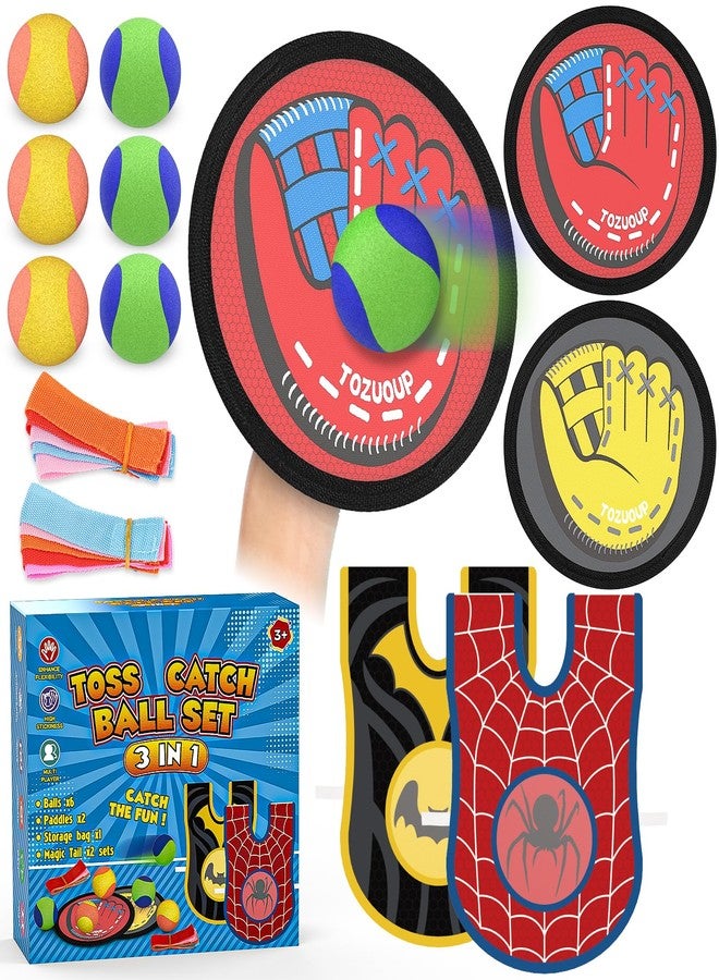 Tozuoup 3-in-1 Toss Catch Ball Game Set, Kids Toddler Baseball Glove, Beach Games Outdoor Yard Lawn Toys for Kids & Family, Birthday Gifts Toys for 3 4 5 6 7 8-12 Year Old Boys and Girls - Image 1