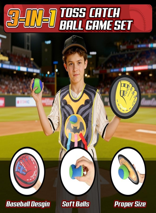 Tozuoup 3-in-1 Toss Catch Ball Game Set, Kids Toddler Baseball Glove, Beach Games Outdoor Yard Lawn Toys for Kids & Family, Birthday Gifts Toys for 3 4 5 6 7 8-12 Year Old Boys and Girls - Image 5