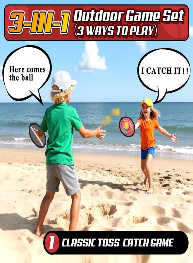Tozuoup 3-in-1 Toss Catch Ball Game Set, Kids Toddler Baseball Glove, Beach Games Outdoor Yard Lawn Toys for Kids & Family, Birthday Gifts Toys for 3 4 5 6 7 8-12 Year Old Boys and Girls - Image 2