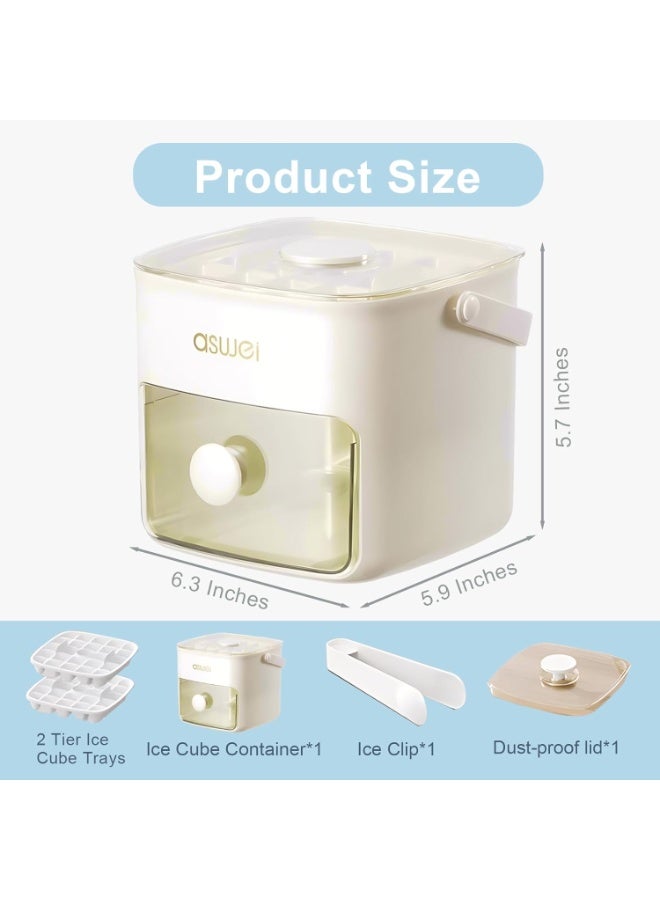 صواني مكعبات الثلج الشفاف للفريزر مع غطاء وصندوق مع ميزة الإطلاق السريع بالضغط، قوالب بـ 48 تجويفًا للتجميد، قابلة لإعادة الاستخدام مع مشبك لتسهيل الاستخدام في الكوكتيلات والشاي والقهوة - Image 2