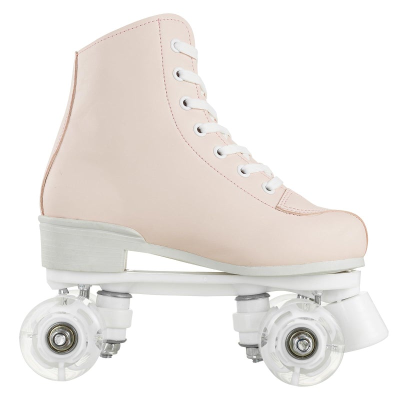 jessie Roller Skates for Women Men Transparent Flash Wheel, High Top PU Leather Classic Double-Row Roller Skates, Indoor Outdoor Roller Skate for Beginner(Pearl Pink, 7 Size) - Image 4