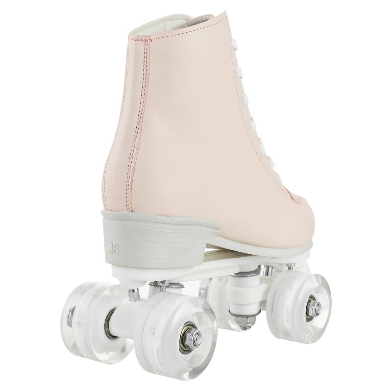 jessie Roller Skates for Women Men Transparent Flash Wheel, High Top PU Leather Classic Double-Row Roller Skates, Indoor Outdoor Roller Skate for Beginner(Pearl Pink, 7 Size) - Image 3
