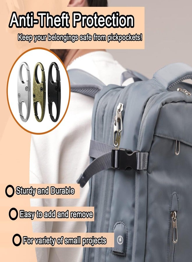 CooBigo 6Pcs Double Opening Lock Zipper Pull Replacement Clips, Small Carabiner Clips, Zipper Locks Anti Theft Deterrent for Bag Luggage Pickpocket Backpack Purse Travel Suitcase (Black) - Image 4
