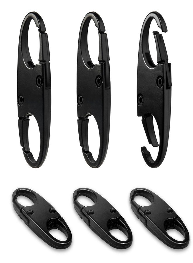 CooBigo 6Pcs Double Opening Lock Zipper Pull Replacement Clips, Small Carabiner Clips, Zipper Locks Anti Theft Deterrent for Bag Luggage Pickpocket Backpack Purse Travel Suitcase (Black) - Image 1