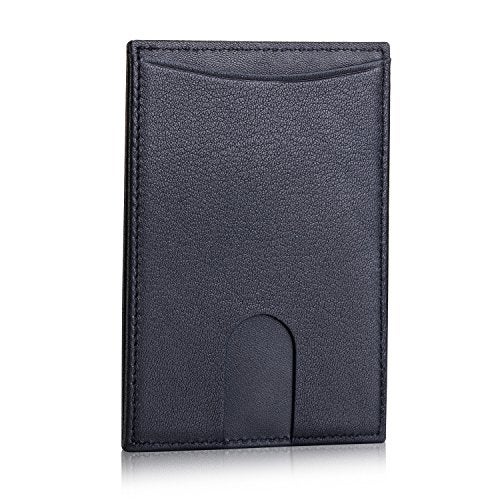 HISCOW Leather Thin Card Holder, Slim ID Case Small Credit Card Wallet for Men & Women (Black) - Image 3