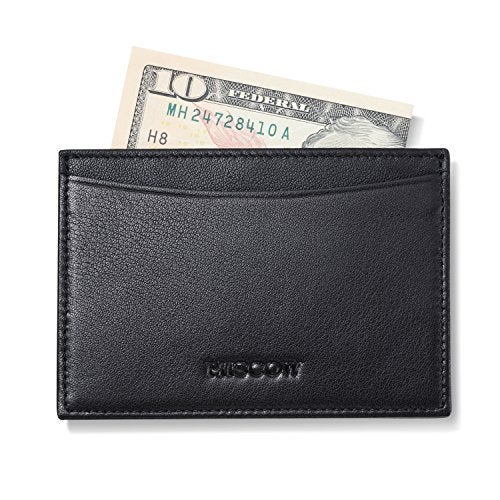 HISCOW Leather Thin Card Holder, Slim ID Case Small Credit Card Wallet for Men & Women (Black) - Image 5