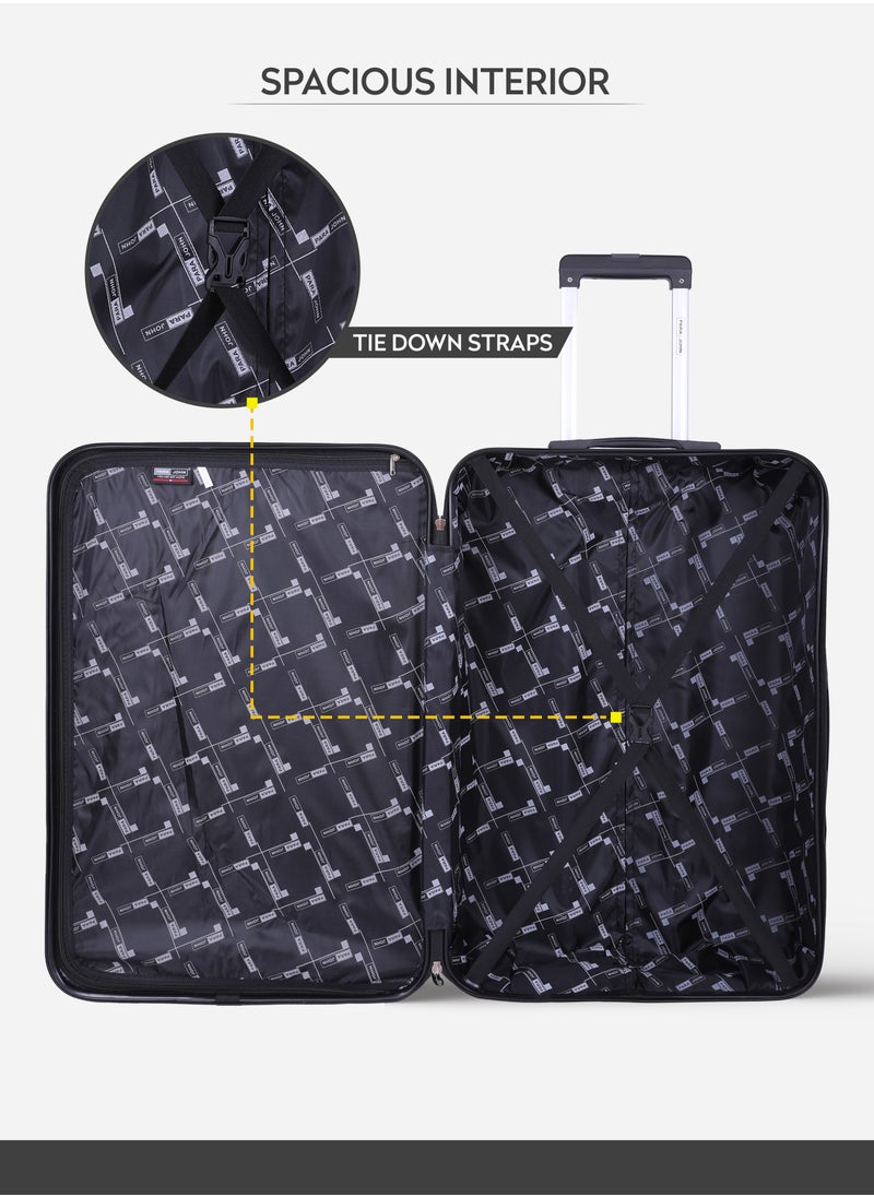 PARAJOHN - Chevron Set of 3 ABS Hard Case Luggage Trolley Bag with 4 Spinner Wheels & Lock – Black (Small, Medium & Large) - Image 1