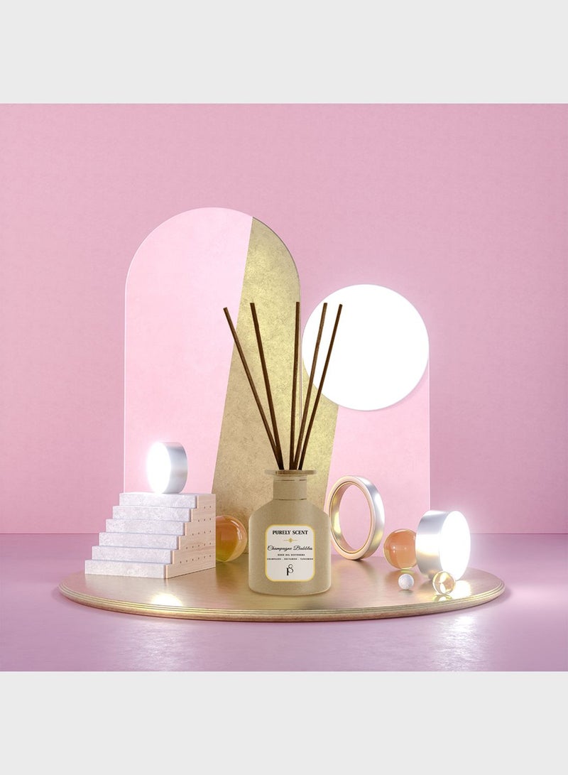 PURELY SCENT Champagne Bubbles Reed Diffuser – Large 200ML Luxury Scented Oil Diffuser – Long Lasting Home Fragrance with Essential Oils – Sparkling Champagne Citrus Diffuser – Elegant Decor & Gift Idea - Image 3