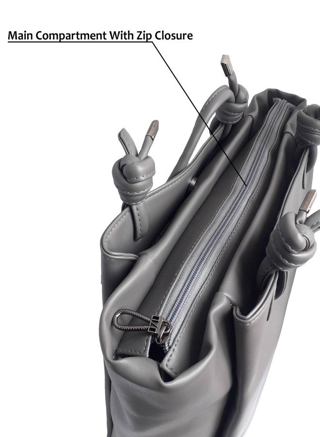 OZO Handbags for Women Fashion Ladies Faux Leather Purse Handbag (Grey) - Image 3