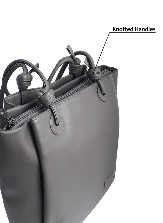 OZO Handbags for Women Fashion Ladies Faux Leather Purse Handbag (Grey) - Image 5