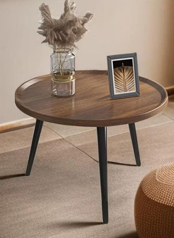 Generic Round wooden side table with modern design and metal legs  - Image 1