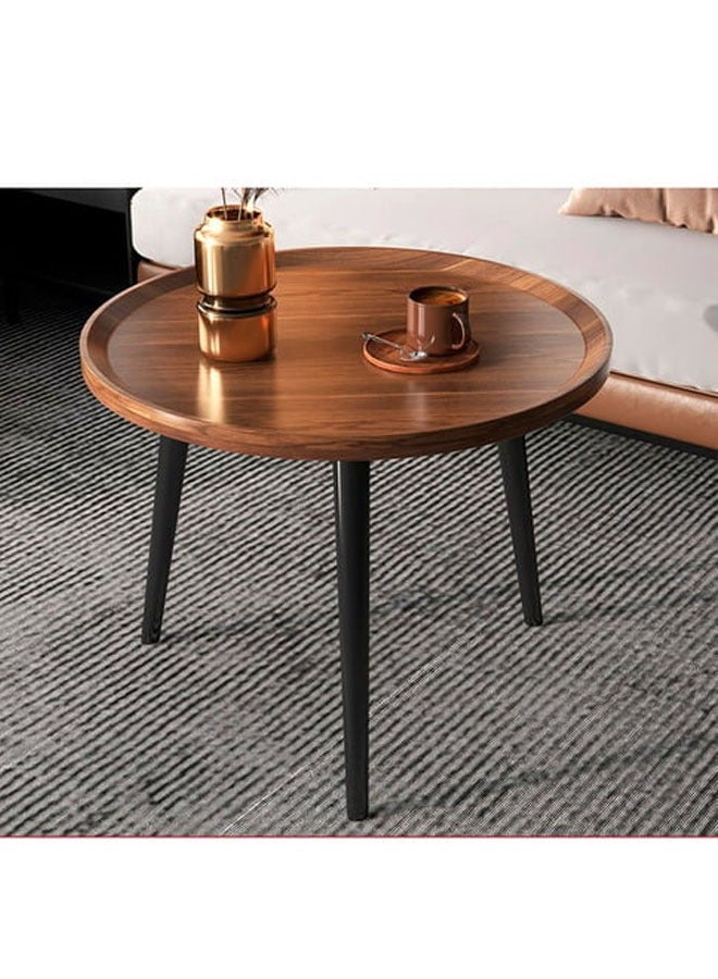 Generic Round wooden side table with modern design and metal legs  - Image 3