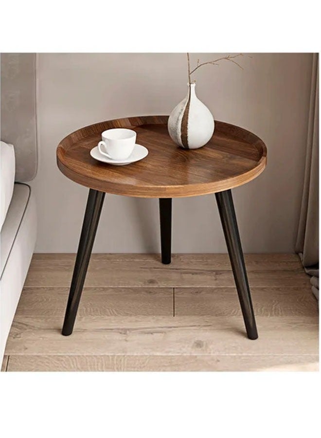 Generic Round wooden side table with modern design and metal legs  - Image 4