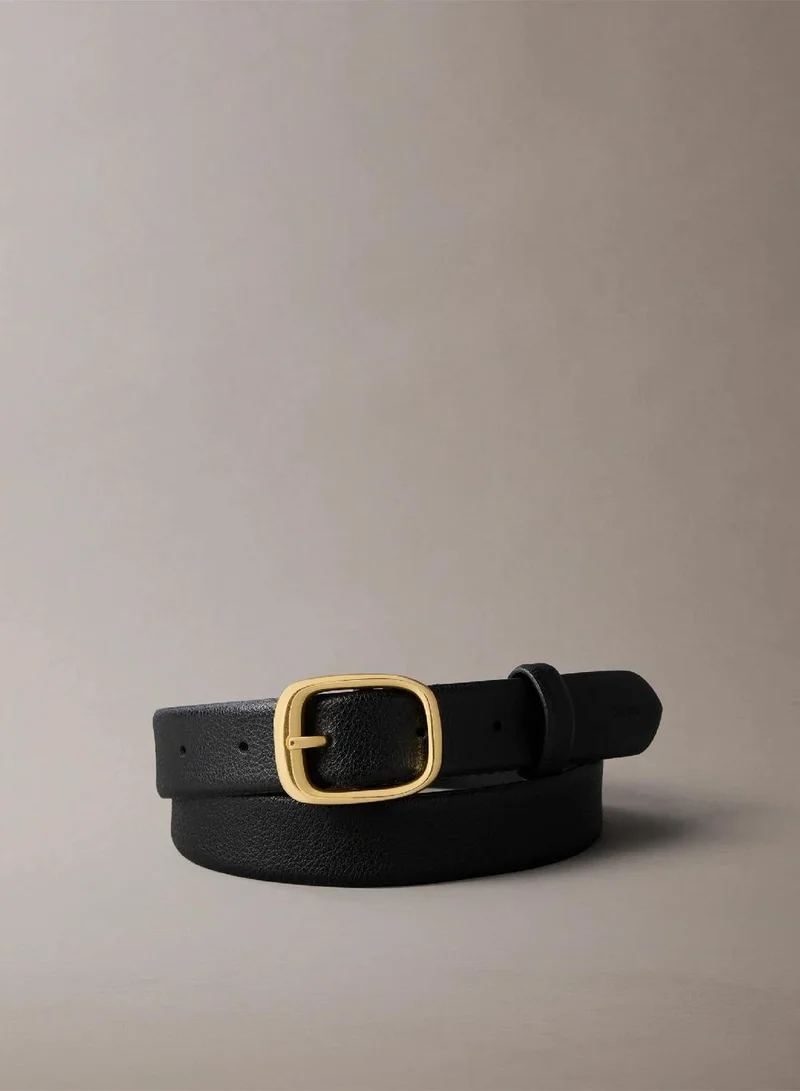 Calvin Klein Full Grain Leather Chunky Buckle Belt