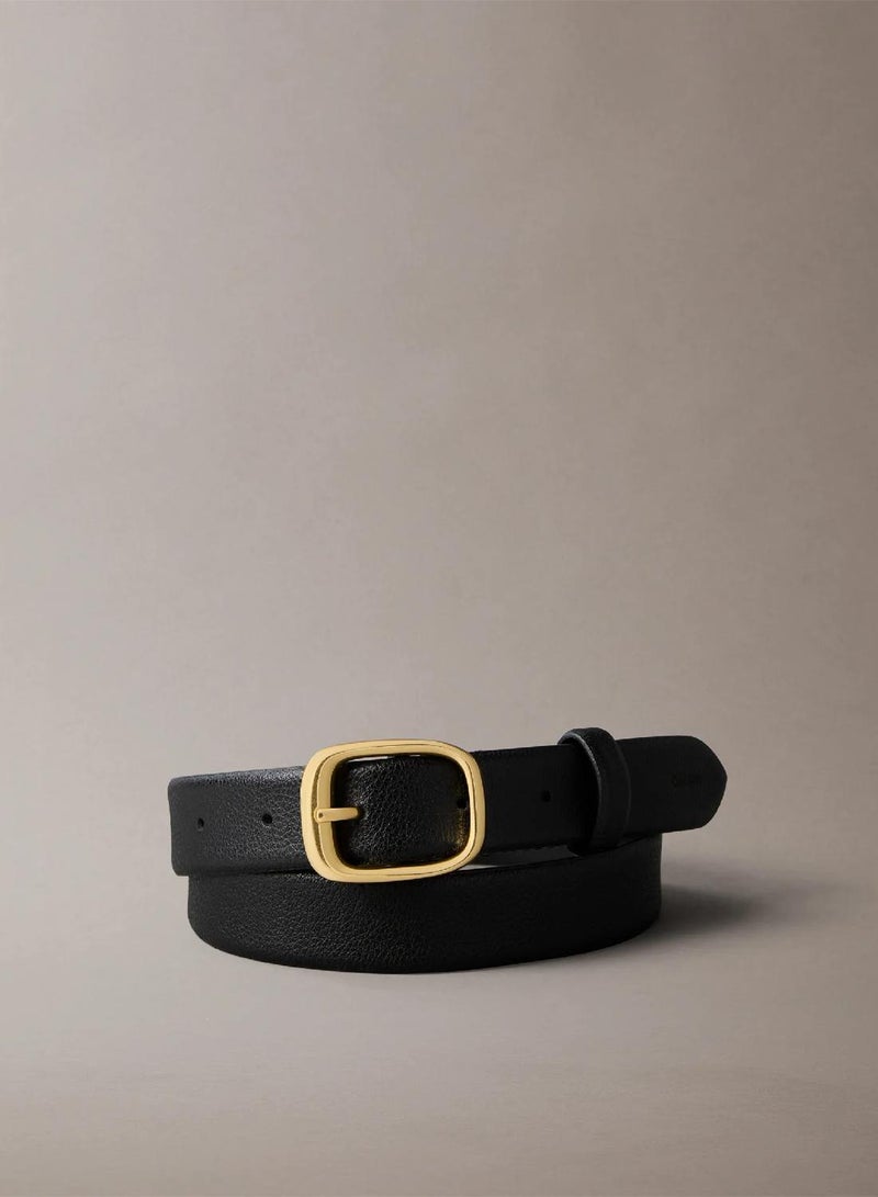 CALVIN KLEIN Full Grain Leather Chunky Buckle Belt - Image 1