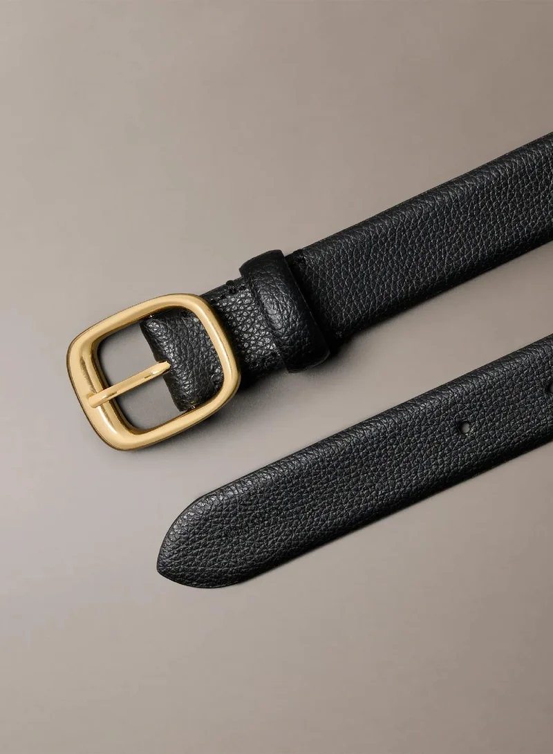 Calvin Klein Full Grain Leather Chunky Buckle Belt