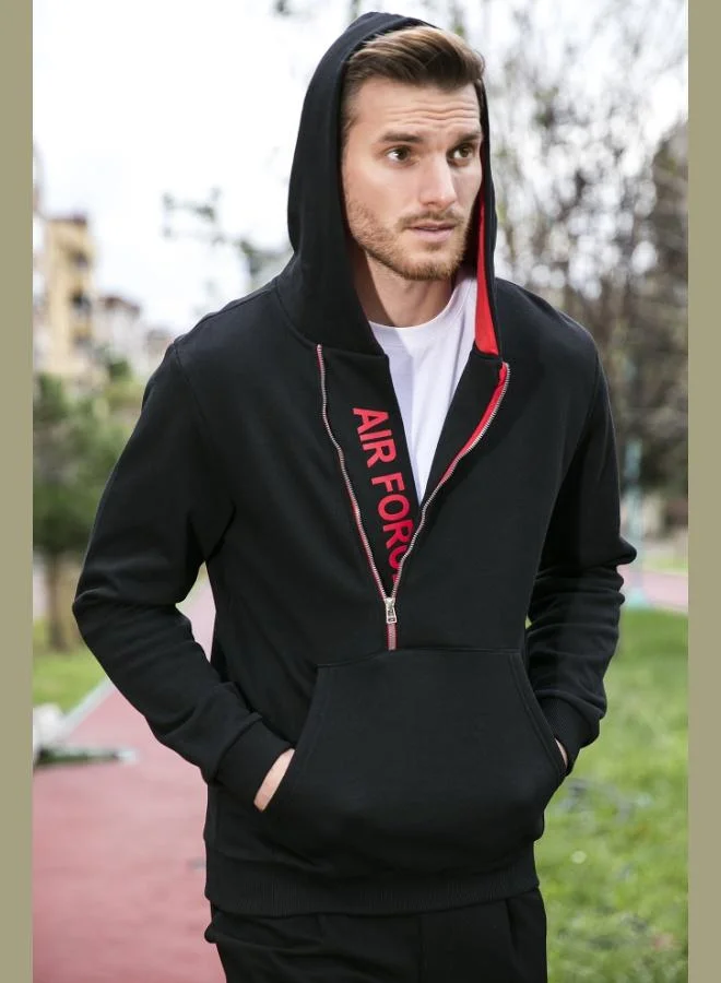 Buratti  Buratti Kangaroo Pocket Zip-Up Hooded Slim Fit Sweatshirt for Men 575707 for Men | Best Price UAE