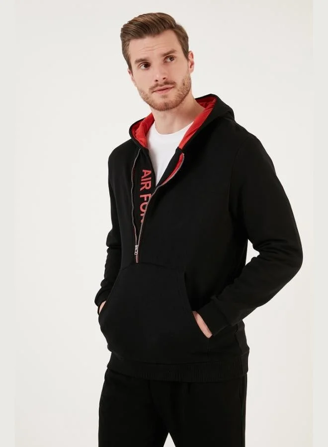 Buratti Kangaroo Pocket Zip-Up Hooded Slim Fit Sweatshirt for Men 575707
