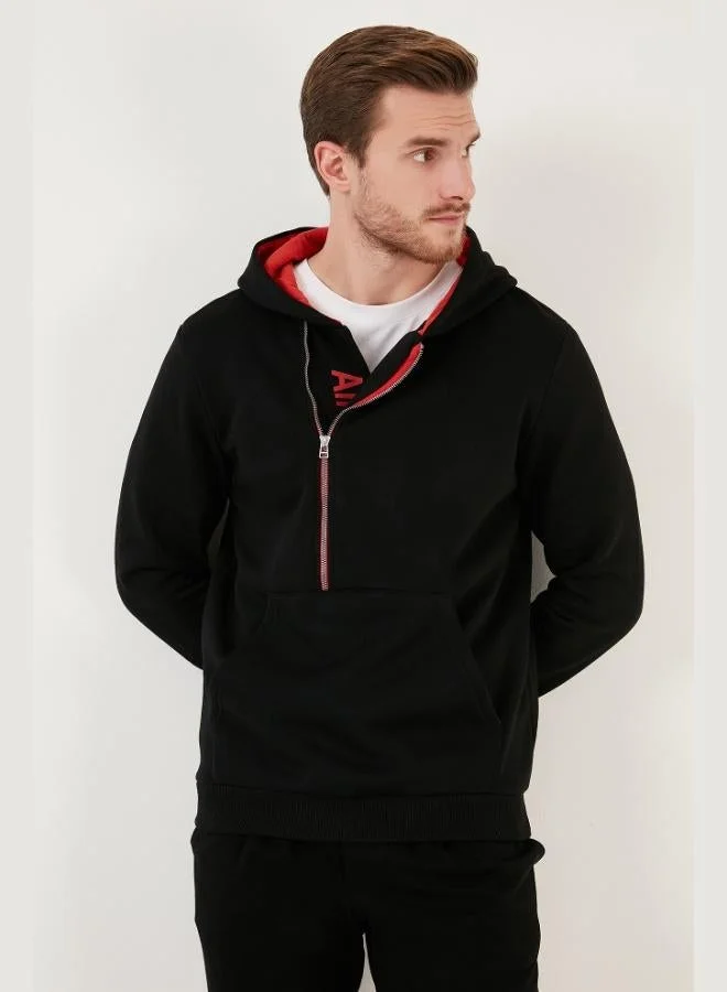 Buratti  Buratti Kangaroo Pocket Zip-Up Hooded Slim Fit Sweatshirt for Men 575707 for Men | Best Price UAE