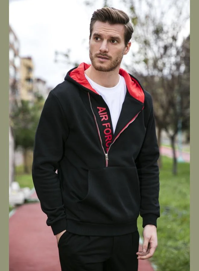 Buratti  Buratti Kangaroo Pocket Zip-Up Hooded Slim Fit Sweatshirt for Men 575707 for Men | Best Price UAE