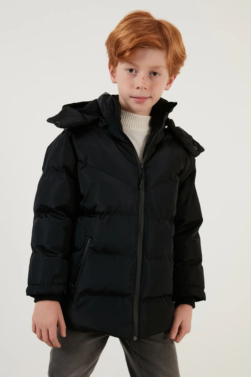 Lela Plush Lined Removable Hooded Winter Coat with Pockets Boys' Coat 5761587