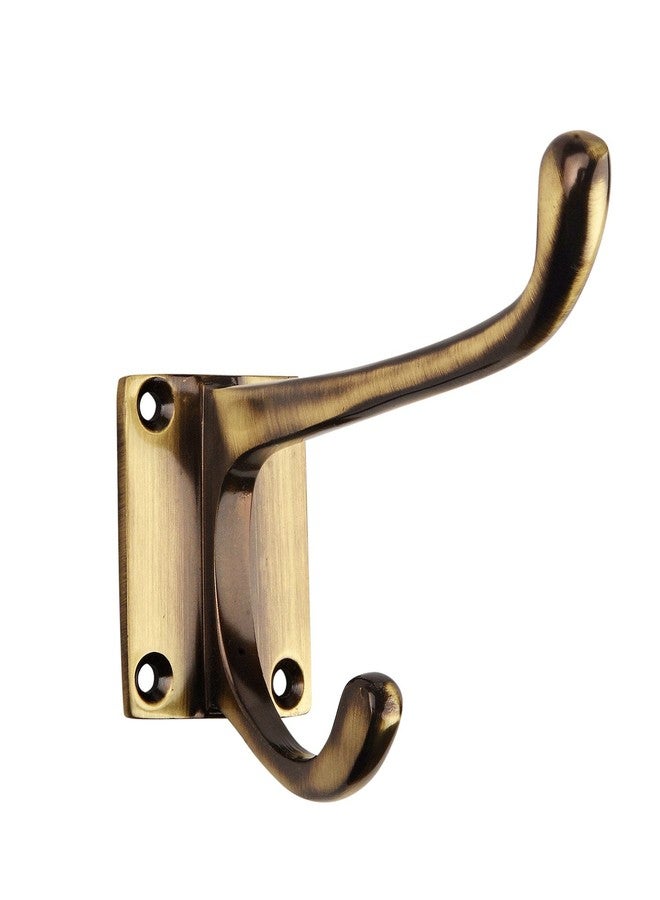 HOBKNOBS (Single Antique Brass 10 cm Wall/Wooden Mounted Square Base Hook Hanger - Brownish Gold - Image 2