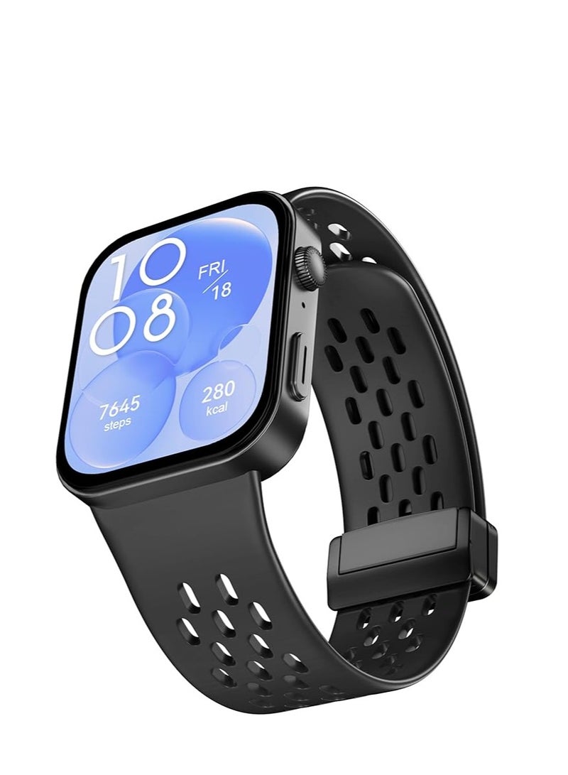Silicone Replacement Band for Huawei Watch Fit 4 2025 Breathable Soft Silicone Sport Strap Adjustable Strap for Huawei Watch Fit 4 2025 -BLACK SPORT 