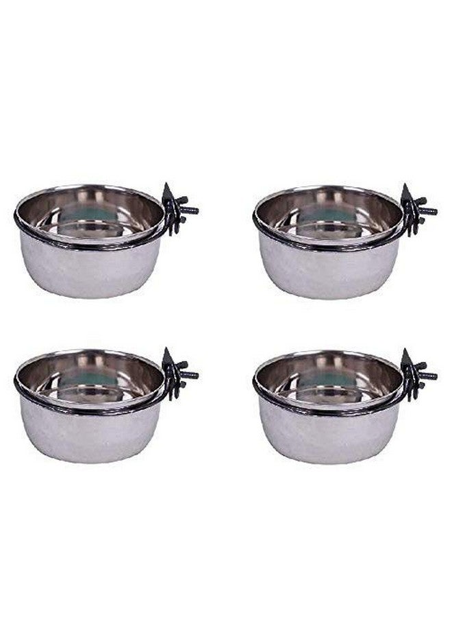 Pets Empire Stainless Steel Birds Coop Cup With Hook Holder, Bird Cage Feeder Bowl, Cup Bird Water Bowl, Food Dish Feeder For Sparrows, Parrots, Canary, Parakeets - 200 Ml X 4