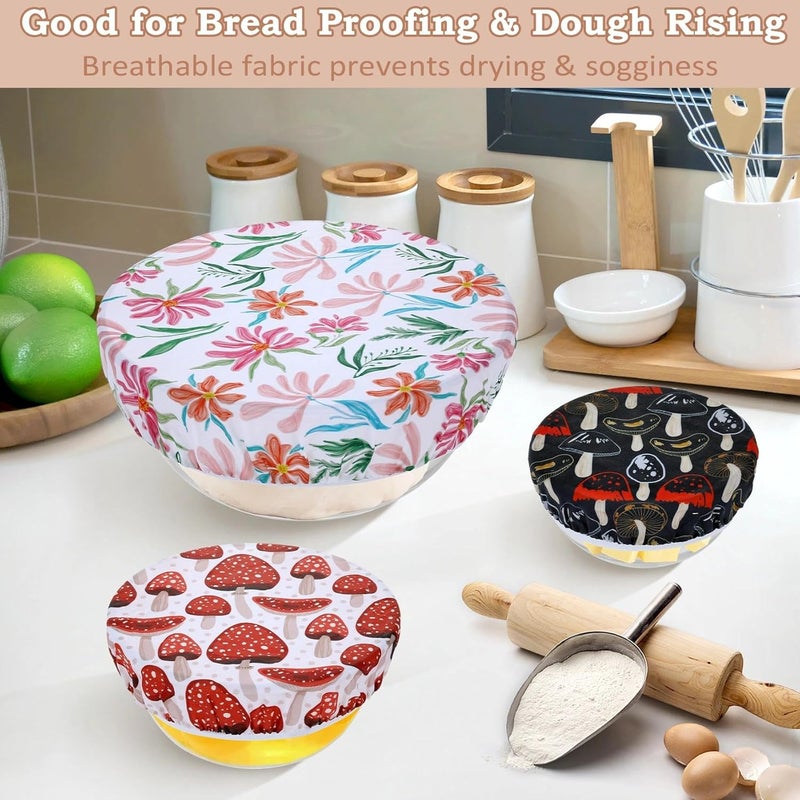 Revahope 5-Size Reusable Beeswax Bowl Covers for Bread Proofing, Cotton Cloth Flexible Beeswax Wraps for Food Storage(Mushroom) - Image 4