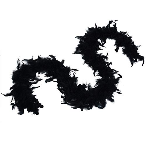 Flydreamfeathers 40 Gram 72" Long, Turkey Chandelle Feather Boa, Dancing Wedding Crafting Party Dress Up, Halloween Costume Decoration(black color) - Image 2