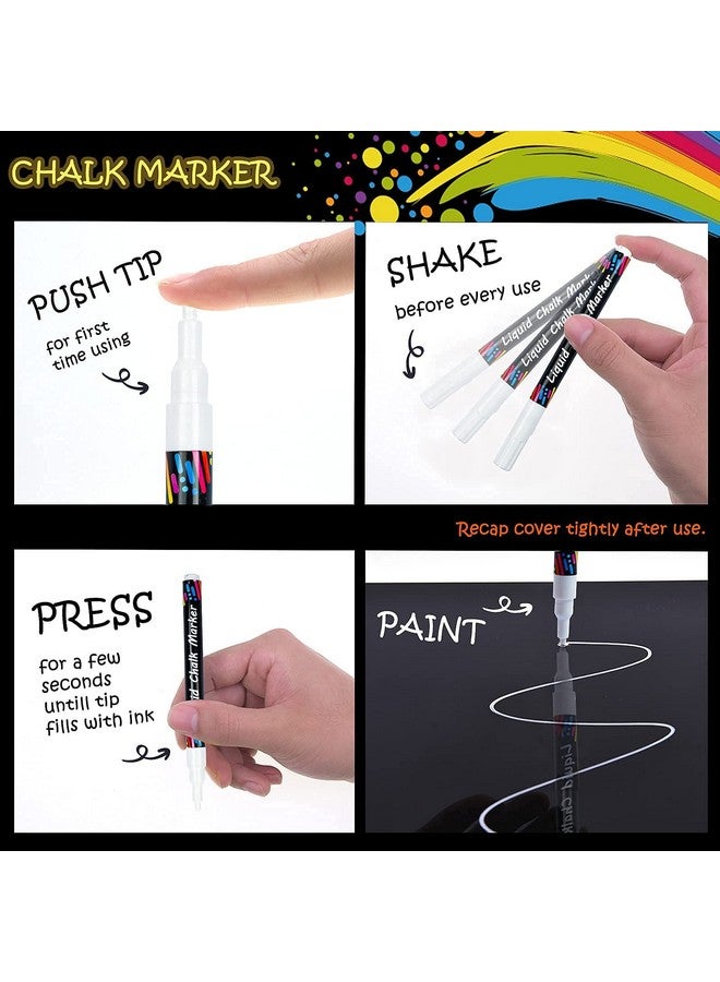 Tebik White Liquid Chalk Markers Set Pack Of 10 White Chalkboard Paint Pens With 12 Chalkboard Labels 5 Stickers Perfect For Chalkboards Bistro Boards Glass And Metal - Image 3