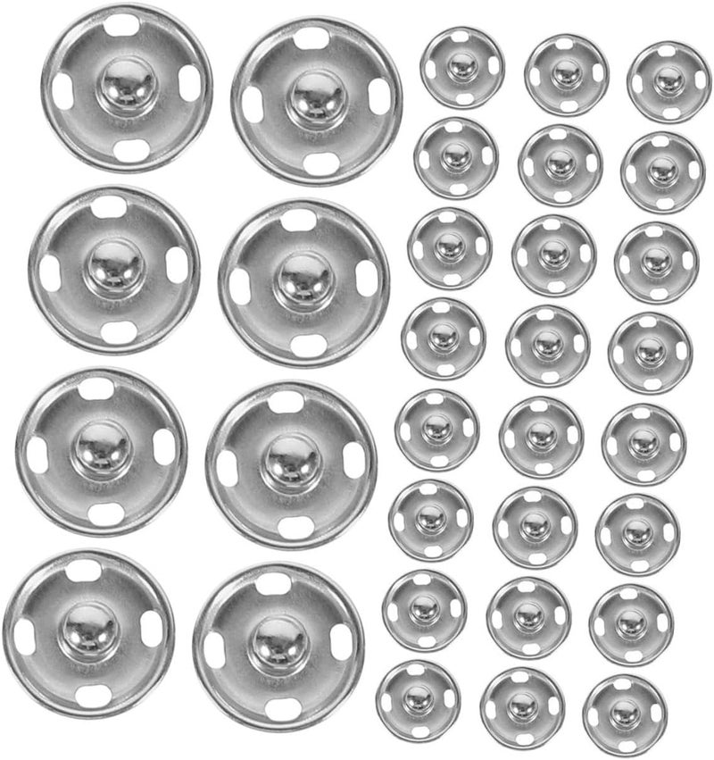 BATHVEVE 50pcs 17mm Silver Brass Snap Buttons for Sewing Clothing and Handbags, Invisible Metal Fasteners for DIY Dress, Shirt, and Jacket Accessories - Image 1