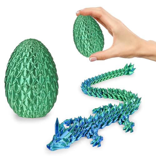 Olee Odee Small Dragon Eggs with Dragon Inside 3D Printed Surprise Funny Gifts for Kids Articulated Dragon Fidget Toys for Adults Executive Desk Toys Office Room Dcor Christmas Green - Image 1