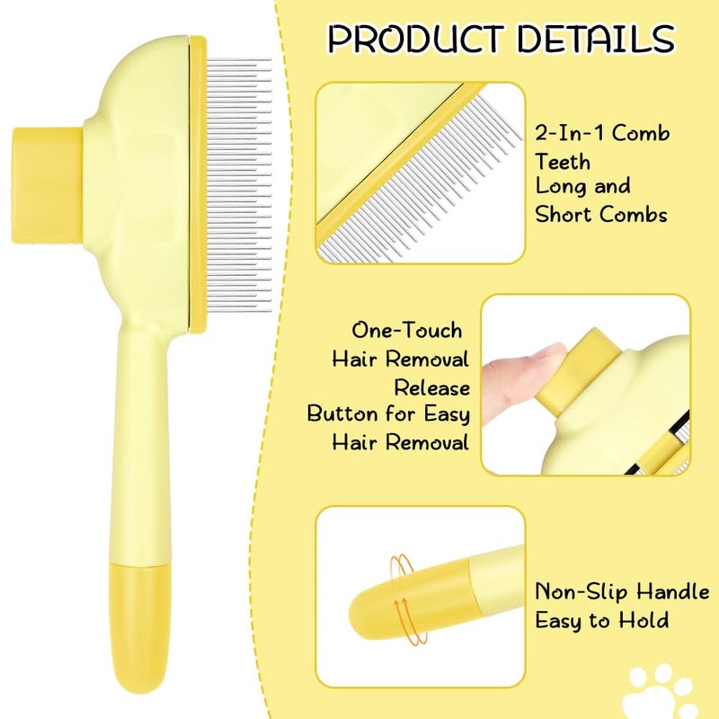 OFFCUP Dog Cat Comb, Long and Short Teeth Stainless Steel Combs, Durable Self-Cleaning Grooming Combs with Release Button, Flea Comb for Loss - Image 4